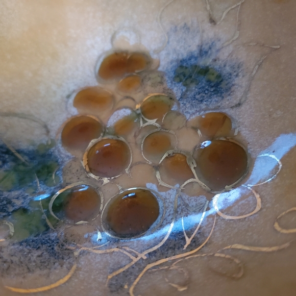 MCM Sascha Brastoff Golden Enamel, Amber Grapes on Copper 6 7/8" Bowl - Picture 10 of 12